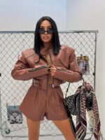 Kurtka skórzana ramoneska LaMilla brązowa