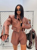 Kurtka skórzana ramoneska LaMilla brązowa