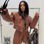 Kurtka skórzana ramoneska LaMilla brązowa