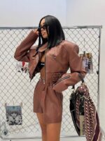 Kurtka skórzana ramoneska LaMilla brązowa