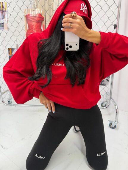 Czerwona bluza z kapturem LaMilla