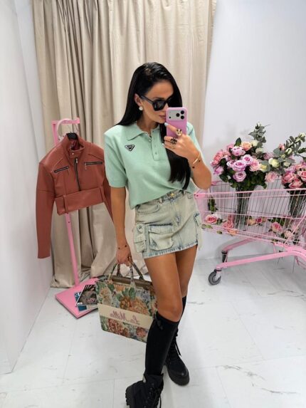 Zielona polówka LaMilla z kołnierzykiem