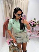 Zielona polówka LaMilla z kołnierzykiem