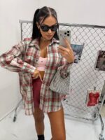 Koszula w kratkę LaMilla w kolorze bordowo zielonym