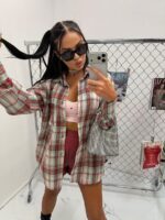 Koszula w kratkę LaMilla w kolorze bordowo zielonym