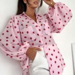 Różowa koszula w czerwone kwiaty Megi B