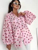 Różowa koszula w czerwone kwiaty Megi B