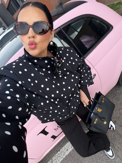 Czarna kurtka w białe groszki LaMilla