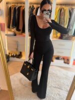 Czarne bawełniane spodnie dzwony LaMilla