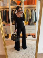 Czarne bawełniane spodnie dzwony LaMilla