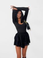 Czarne koronkowe spodenki LaMilla i czarne body na paluszek LaMilla