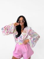 Wiązana bluzka LaMilla w kolorowy wzór