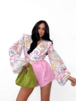 Wiązana bluzka LaMilla w kolorowy wzór