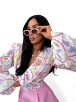 Wiązana bluzka LaMilla w kolorowy wzór