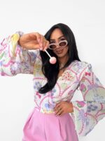 Wiązana bluzka LaMilla w kolorowy wzór