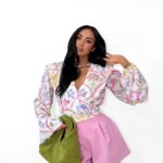 Wiązana bluzka LaMilla w kolorowy wzór