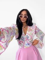 Wiązana bluzka LaMilla w kolorowy wzór