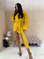 Żółta sukienka kimono LaMilla