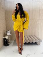 Żółta sukienka kimono LaMilla