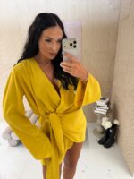 Żółta sukienka kimono LaMilla