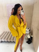 Żółta sukienka kimono LaMilla