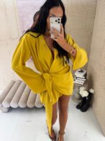 Żółta sukienka kimono LaMilla