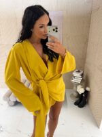 Żółta sukienka kimono LaMilla