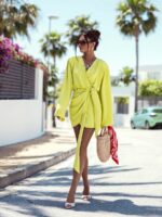 Limonkowa sukienka kimono LaMilla