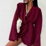 Bordowa sukienka kimono LaMilla