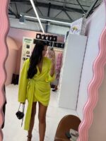 Limonkowa sukienka kimono LaMilla