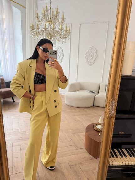 limonkowe eleganckie spodnie LaMilla