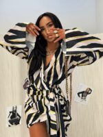 Sukienka kimono LaMilla w żółto czarną zebrę