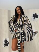 Sukienka kimono LaMilla w żółto czarną zebrę