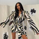 Sukienka kimono LaMilla w żółto czarną zebrę