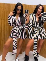 Sukienka kimono LaMilla w czarno różową zebrę