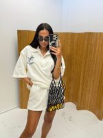 Biały Komplet LaMilla spodenki i bluzka polo