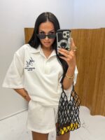 Biały Komplet LaMilla spodenki i bluzka polo