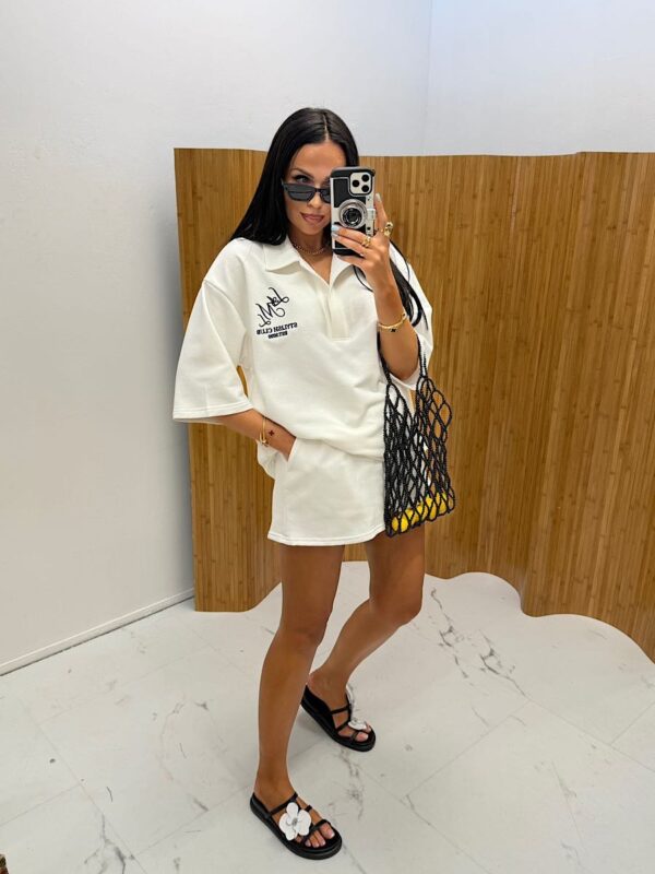 Biały Komplet LaMilla spodenki i bluzka polo