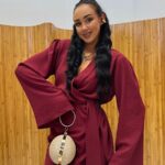 Bordowa sukienka kimono LaMilla