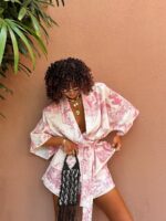 Różowy komplet Dior LaMilla spodenki i kimono