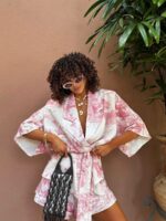 Różowy komplet Dior LaMilla spodenki i kimono