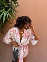 Różowy komplet Dior LaMilla spodenki i kimono