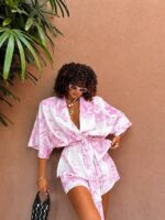 Jasno różowy komplet Dior LaMilla kimono i spodenki