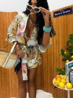 Komplet kimono i spodenki LaMilla w kwiaty