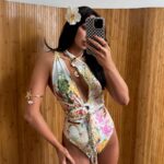 Strój kąpielowy monokini LaMilla we wzorze kwiatowym z wiązaniem warkocz