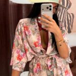 Komplet w kwiaty LaMilla kimono i krótkie spodenki