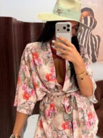 Komplet w kwiaty LaMilla kimono i krótkie spodenki