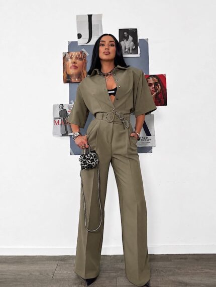 Eleganckie spodnie khaki na kantke LaMilla