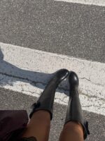 Kozaki LaMilla czarne z ozdobnym kwiatem