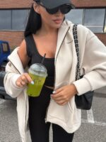 Bluza na zamek LaMilla w waniliowym kolorze z kapturem
